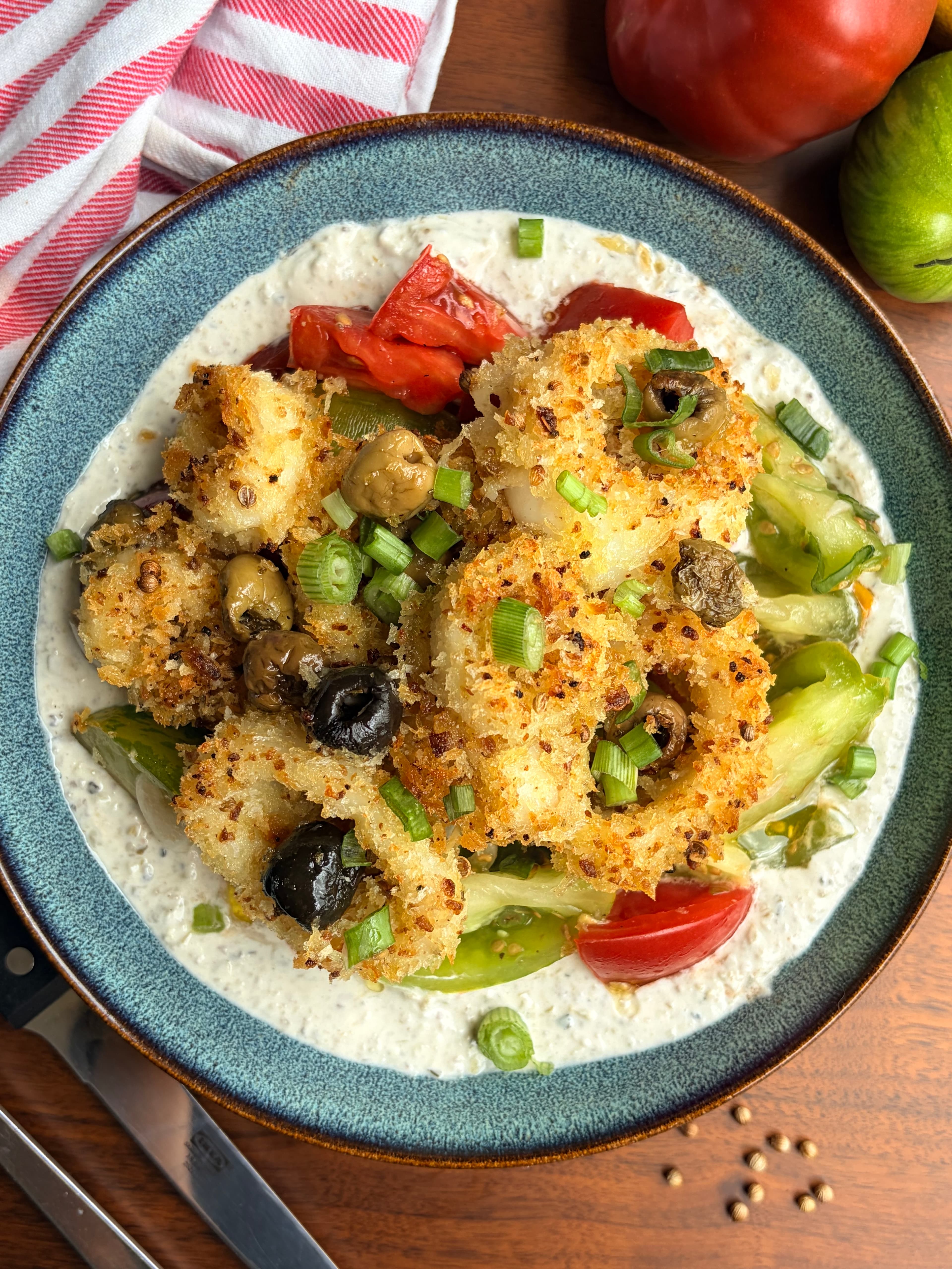 Calamars rôtis aux épices et yaourt aux olives cover